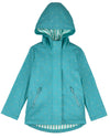 Boys "On The Move" Lined Raincoat with Attached Self-Storage Pouch : Color: Teal