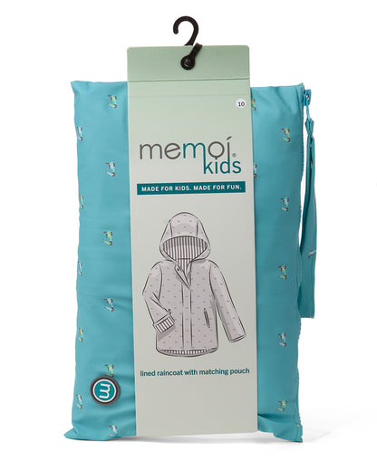 Boys "On The Move" Lined Raincoat with Attached Self-Storage Pouch : Color: Teal
