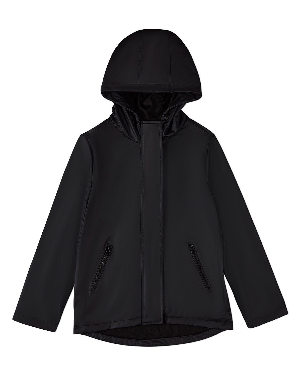 Teens Unisex Classic Hooded Lined Raincoat with Included Carry Pouch : Color: Black