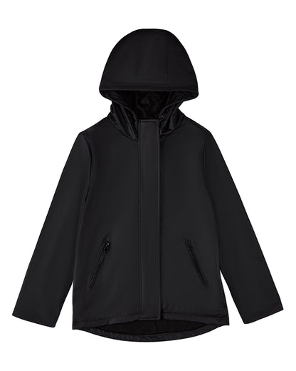 Teens Unisex Classic Hooded Lined Raincoat with Included Carry Pouch : Color: Black