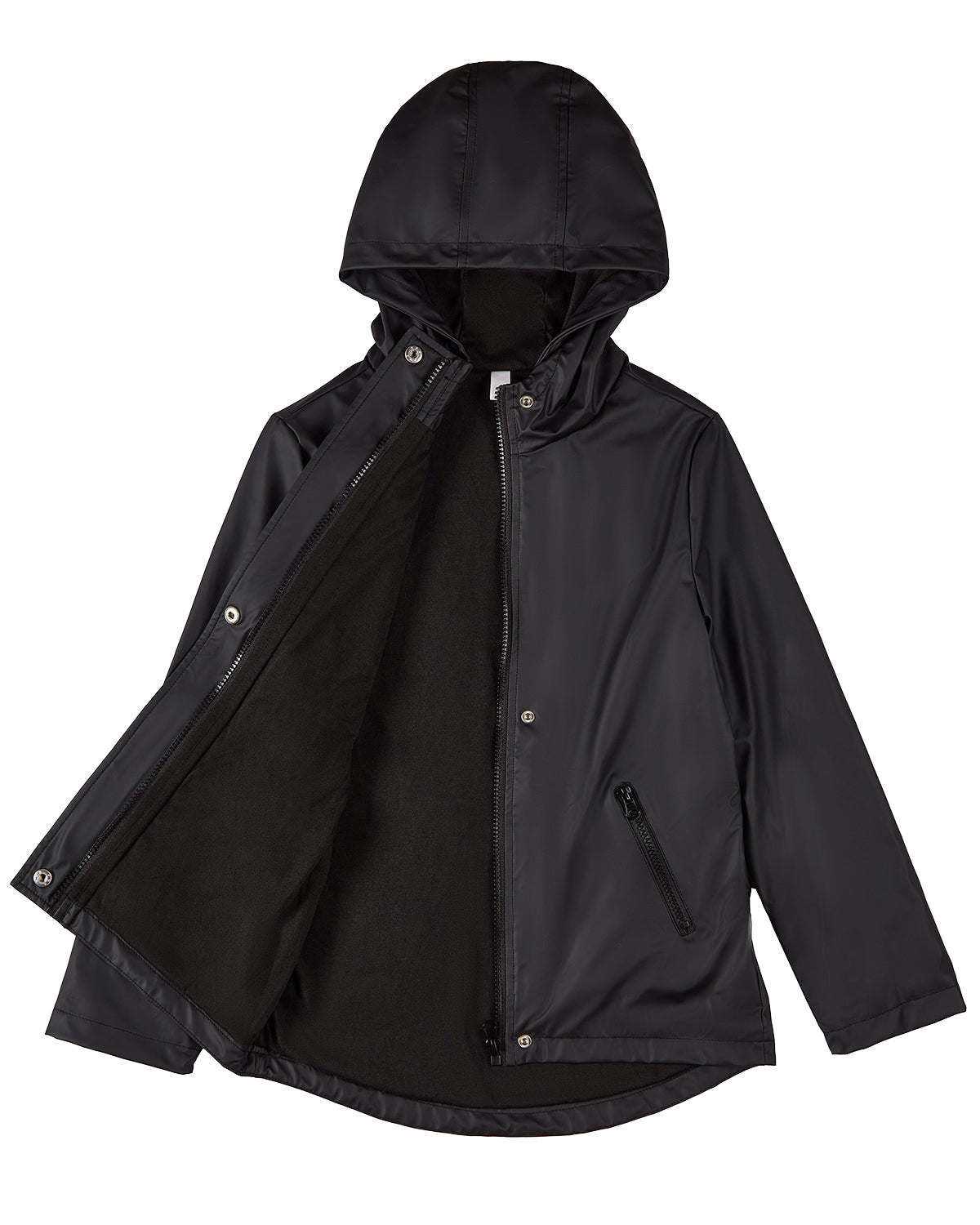 Teens Unisex Classic Hooded Lined Raincoat with Included Carry Pouch : Color: Black
