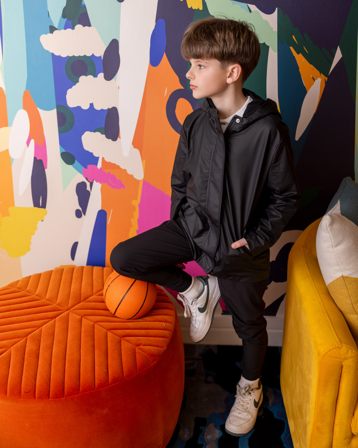 Teens Unisex Classic Hooded Lined Raincoat with Included Carry Pouch : Color: Black