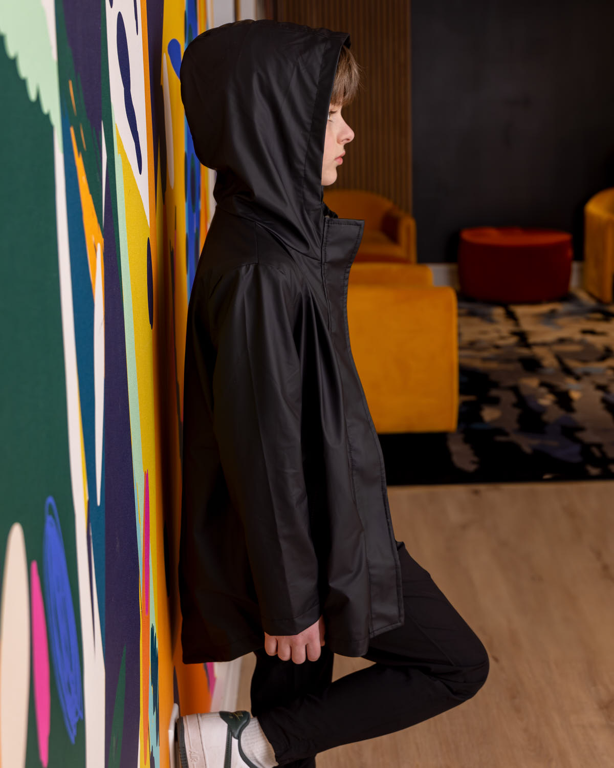 Teens Unisex Classic Hooded Lined Raincoat with Included Carry Pouch