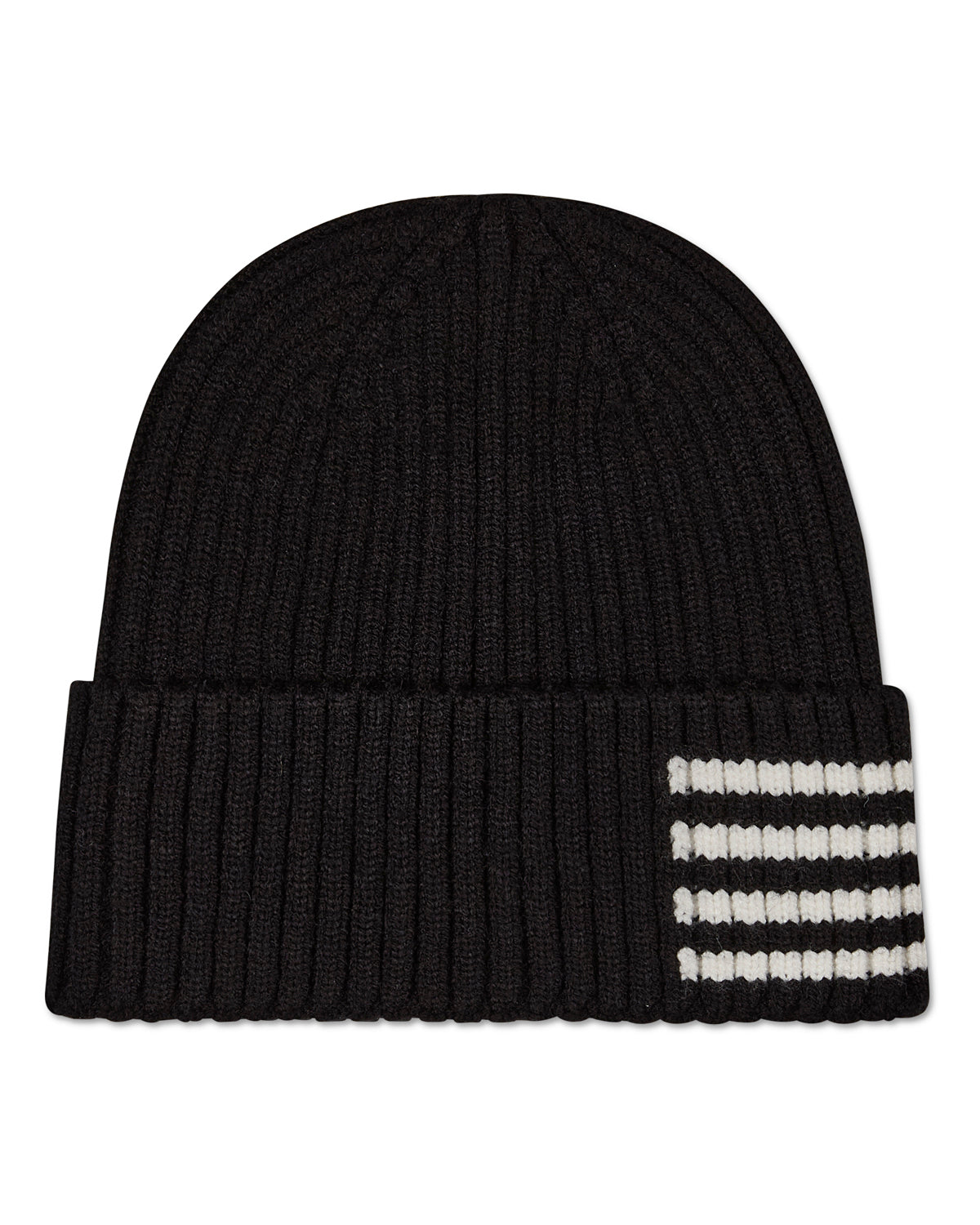 Kid's Side Striped Beanie : Color: Black