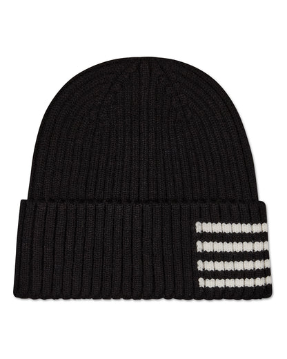 Kid's Side Striped Beanie : Color: Black