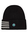 Kid's Side Striped Beanie : Color: Black