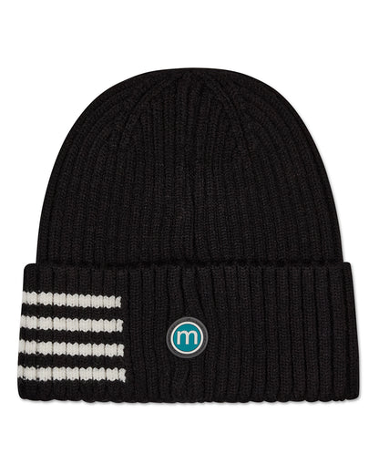 Kid's Side Striped Beanie : Color: Black