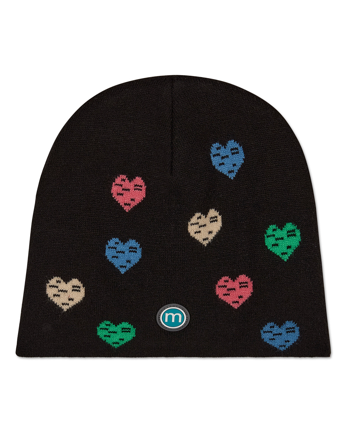Kids' Colorful Hearts Beanie : Color: Black