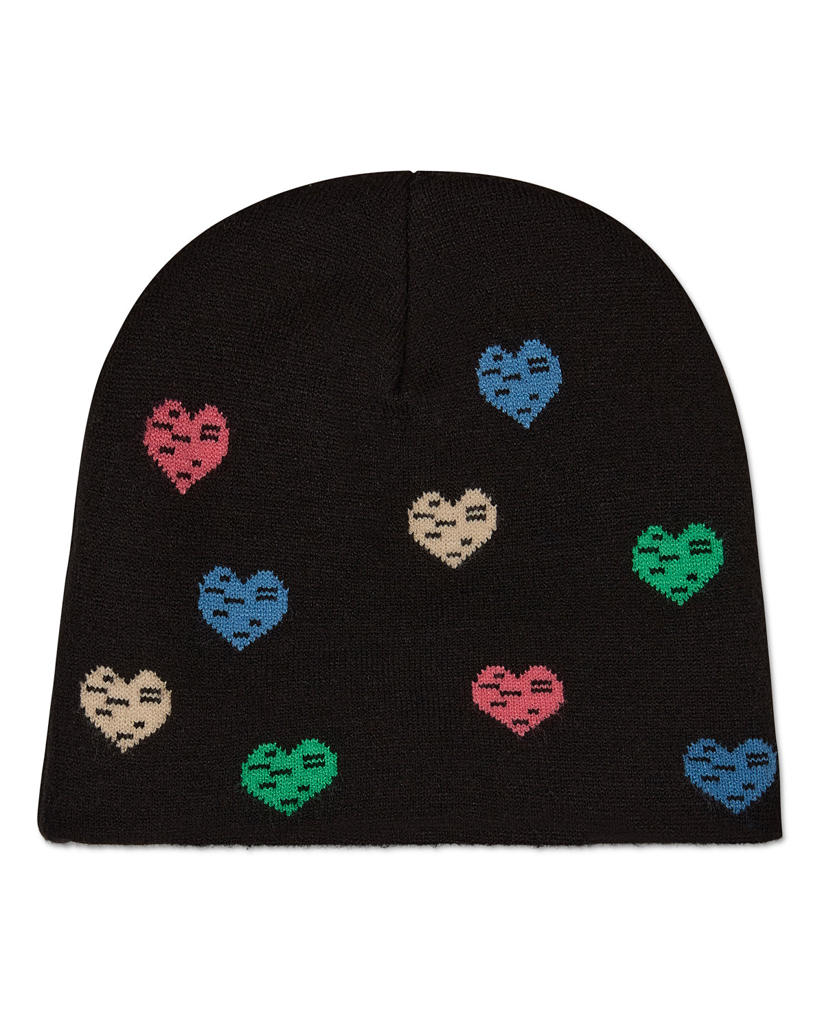 Kids' Colorful Hearts Beanie : Color: Black
