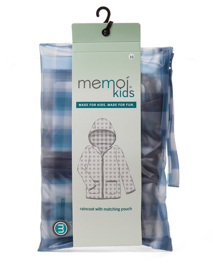 Kids "Checkmate" Checkered Raincoat with Self-Storage Pouch : Color: Pink