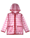 Kids "Checkmate" Checkered Raincoat with Self-Storage Pouch : Color: Pink