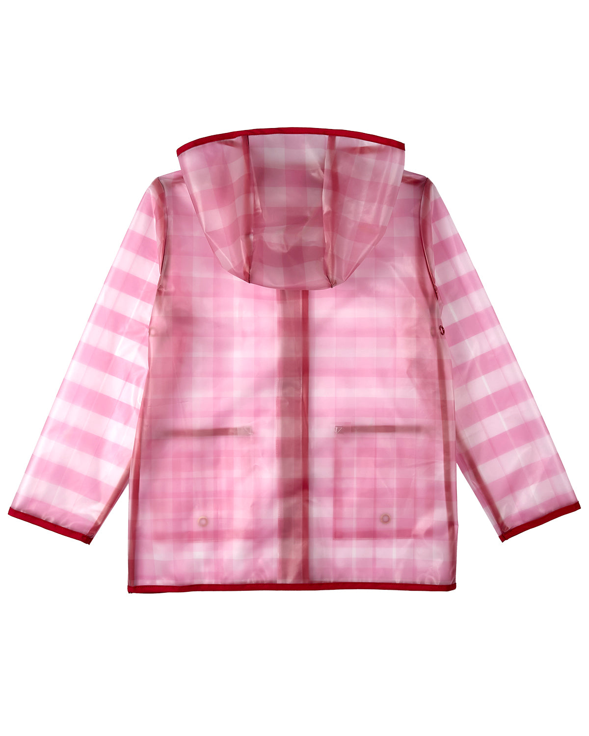 Kids "Checkmate" Checkered Raincoat with Self-Storage Pouch : Color: Pink