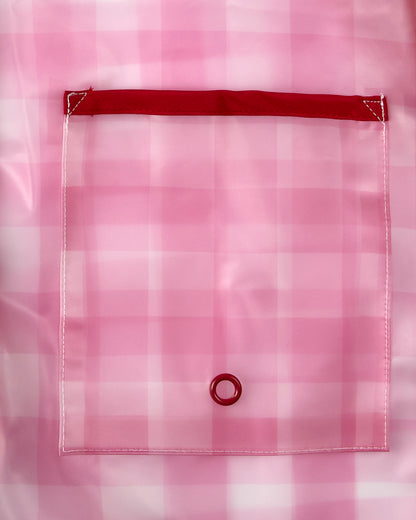 Kids "Checkmate" Checkered Raincoat with Self-Storage Pouch : Color: Pink