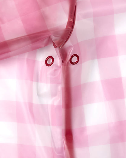 Kids "Checkmate" Checkered Raincoat with Self-Storage Pouch : Color: Pink