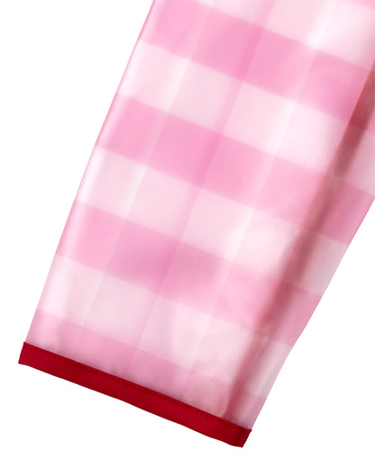 Kids "Checkmate" Checkered Raincoat with Self-Storage Pouch : Color: Pink