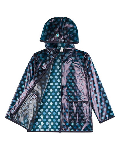 Kids Polka Dot Waterproof See-Through Raincoat with Storage Pouch