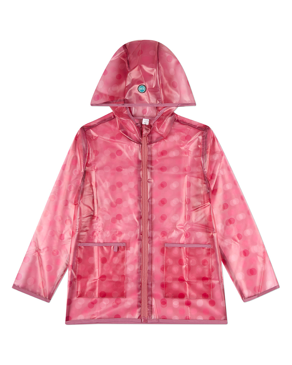 Kids Polka Dot Waterproof See-Through Raincoat with Storage Pouch