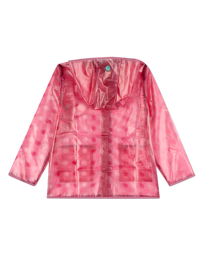 Kids Polka Dot Waterproof See-Through Raincoat with Storage Pouch