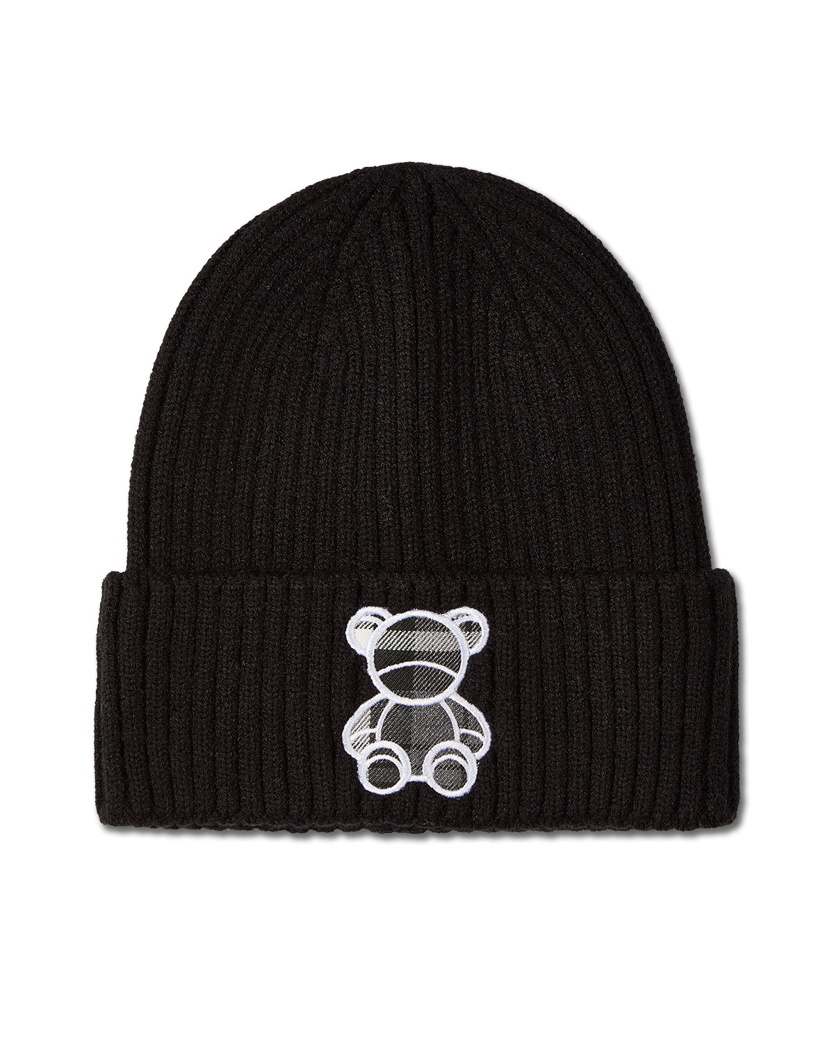 Plaid Bear Beanie : Color: Black