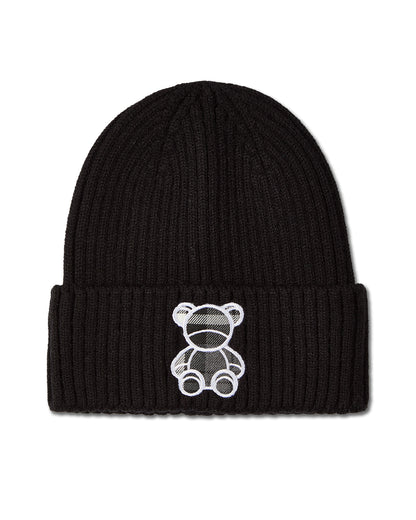 Plaid Bear Beanie : Color: Black