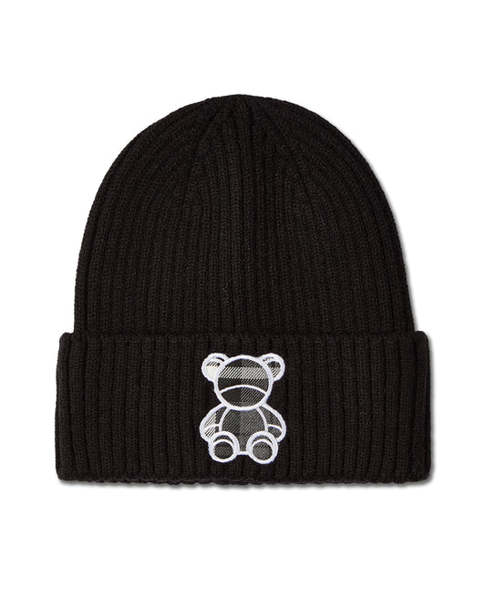 Plaid Bear Beanie : Color: Black