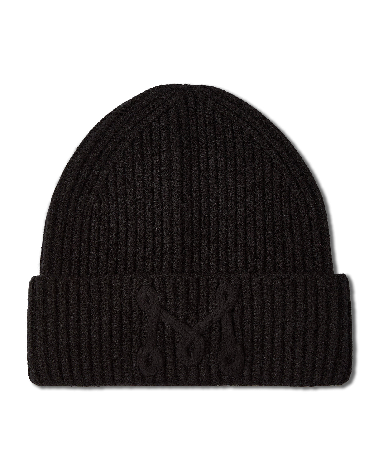 "M" Yarn Beanie : Color: Black