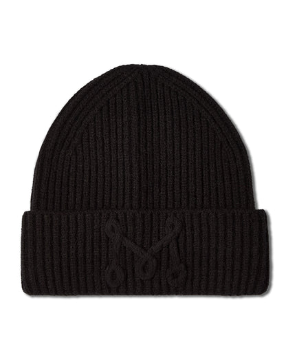 "M" Yarn Beanie : Color: Black