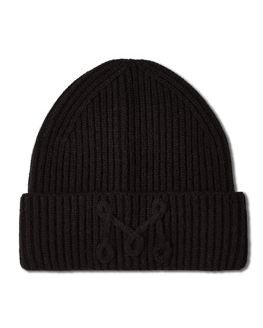 "M" Yarn Beanie : Color: Black