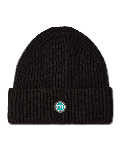 "M" Yarn Beanie : Color: Black