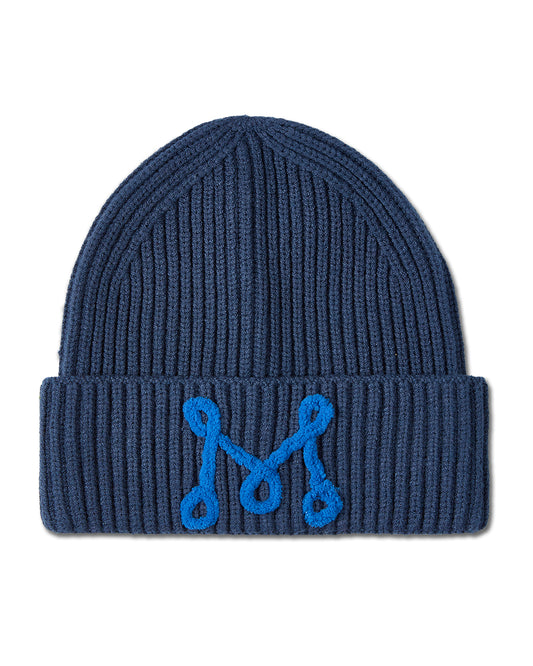 "M" Yarn Beanie : Color: Blue