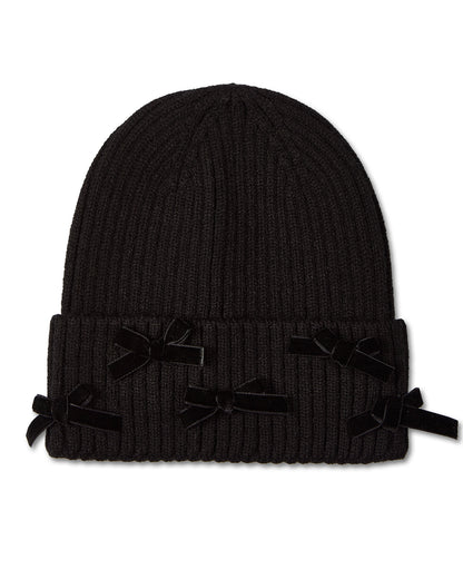 All Over Bows Cuffed Beanie : Color: Black