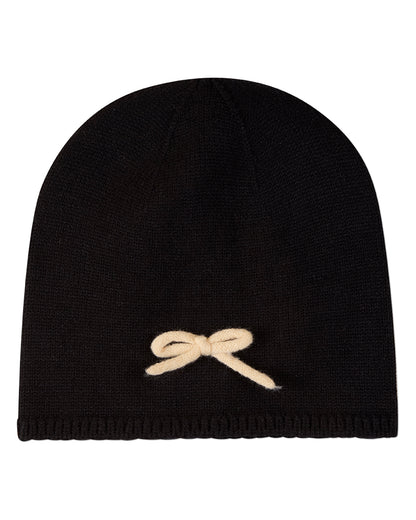 Girls "Sweet Knit" Rayon-Blend Fine-Gauge Bow-Trimmed Beanie