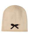 Girls "Sweet Knit" Rayon-Blend Fine-Gauge Bow-Trimmed Beanie