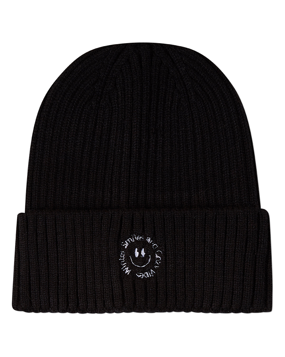 Kids "Winter Smiles" Rayon-Blend Chunky-Rib Embroidered Cuffed Beanie