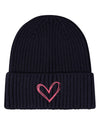 Girls "Heart Pop" Rayon-Blend Chunky-Ribbed Embroidered Cuffed Beanie