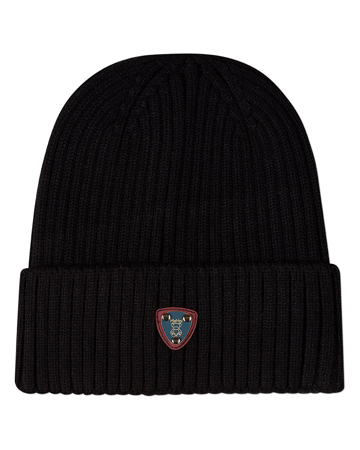 Kids Teddy Bear Crest Rayon-Blend Chunky-Ribbed Cuffed Beanie