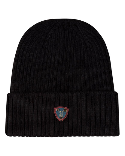 Kids Teddy Bear Crest Rayon-Blend Chunky-Ribbed Cuffed Beanie