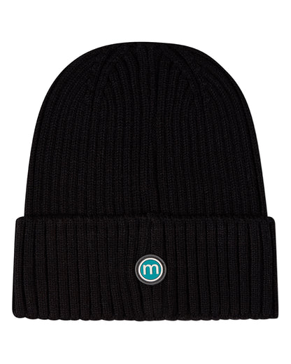 Kids Teddy Bear Crest Rayon-Blend Chunky-Ribbed Cuffed Beanie