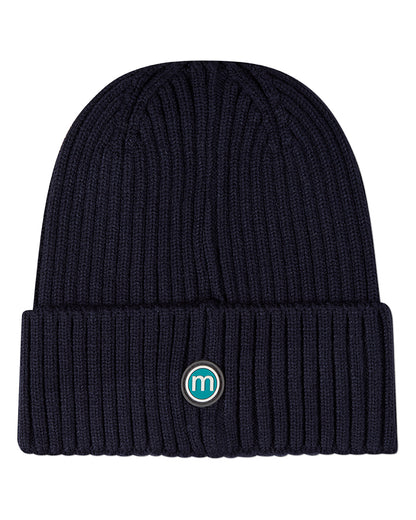 Kids Teddy Bear Crest Rayon-Blend Chunky-Ribbed Cuffed Beanie