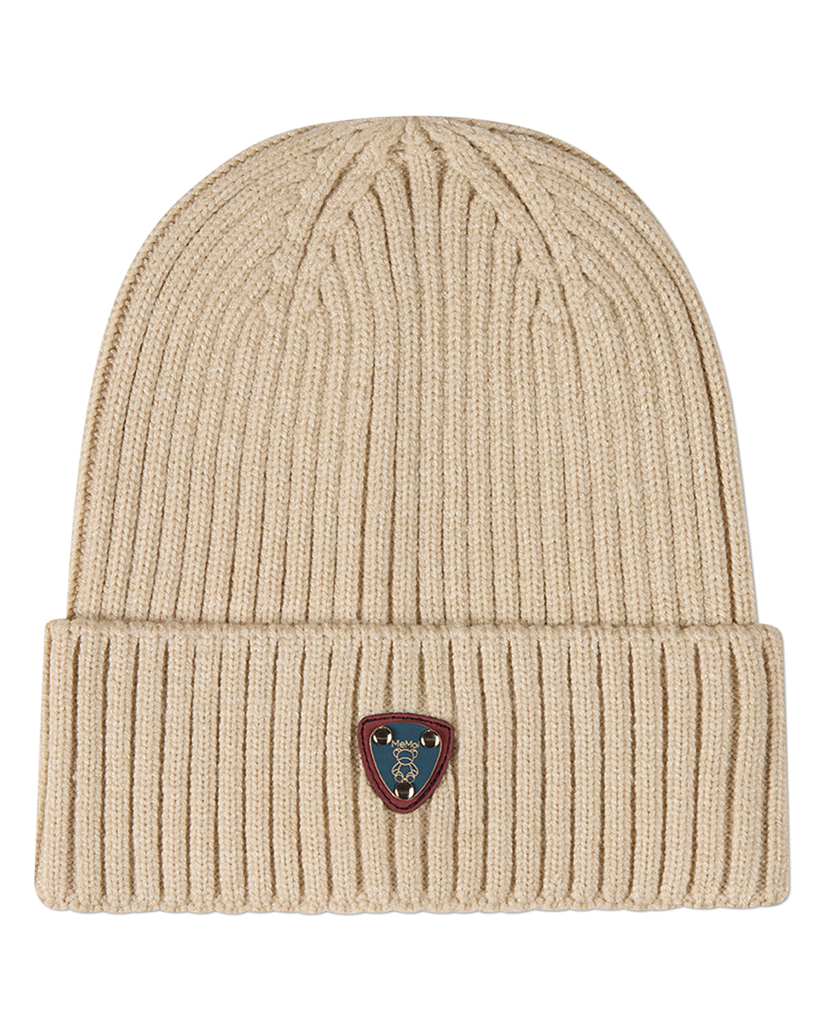 Kids Teddy Bear Crest Rayon-Blend Chunky-Ribbed Cuffed Beanie