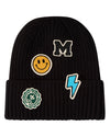 Kids "Happy Varsity" Rayon-Blend Ribbed Knit Cuffed Beanie