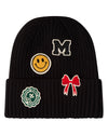 Kids "Happy Varsity" Rayon-Blend Ribbed Knit Cuffed Beanie