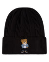 Kids "Cool Teddy" Rayon-Blend Cable-Knit Cuffed Embroidered Beanie