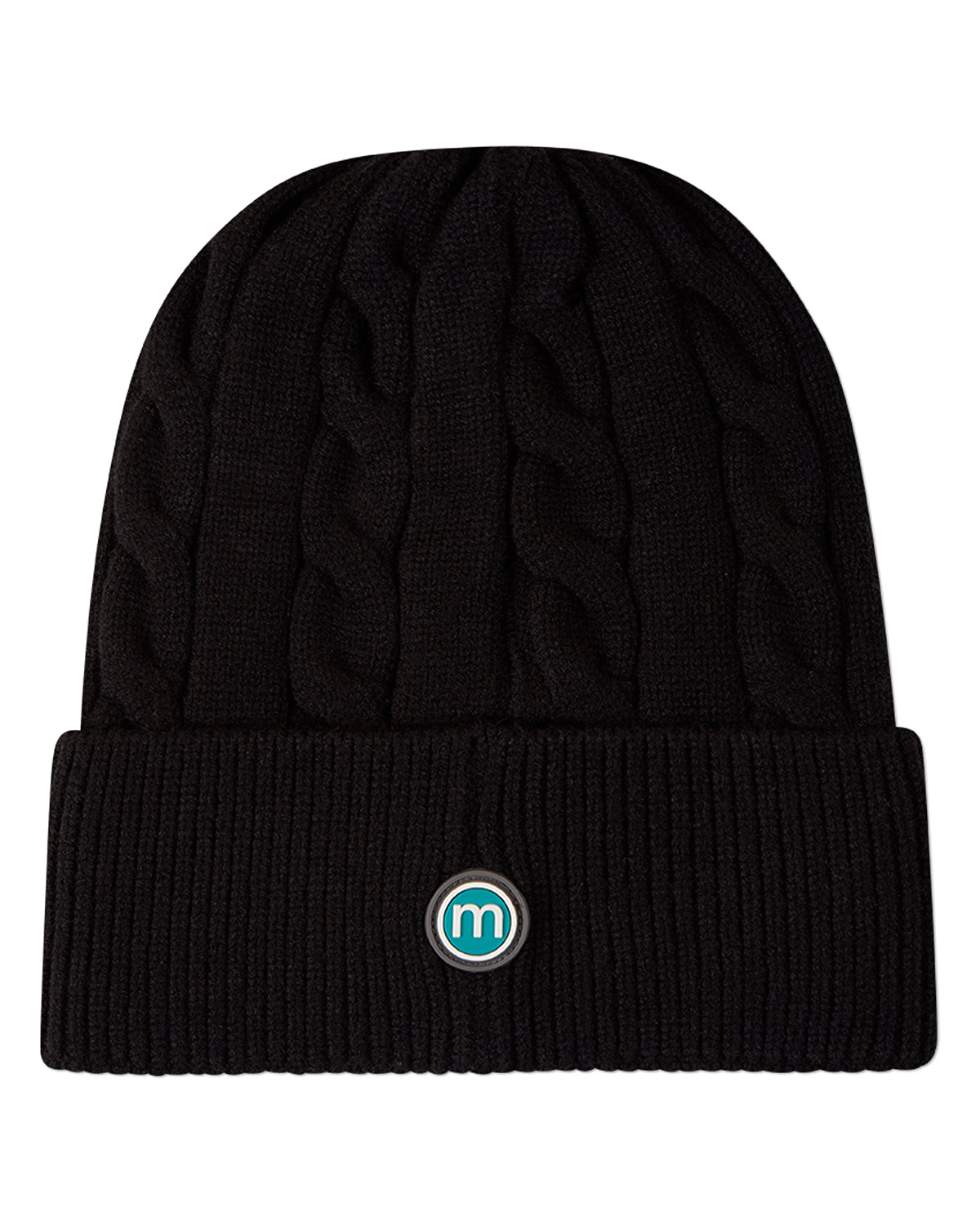 Kids "Cool Teddy" Rayon-Blend Cable-Knit Cuffed Embroidered Beanie