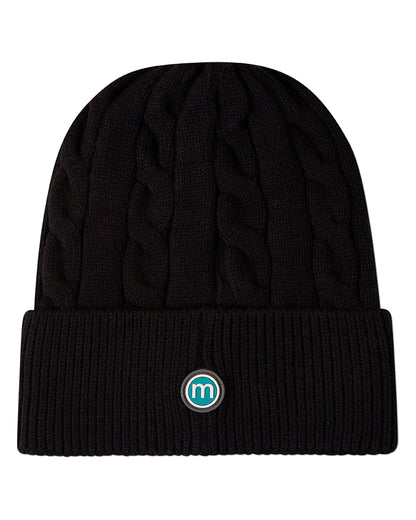 Kids "Cool Teddy" Rayon-Blend Cable-Knit Cuffed Embroidered Beanie