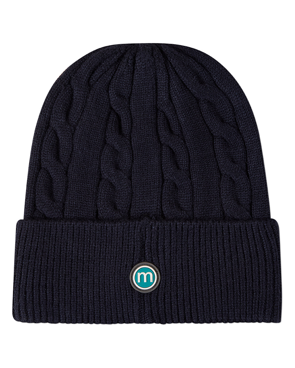 Kids "Cool Teddy" Rayon-Blend Cable-Knit Cuffed Embroidered Beanie
