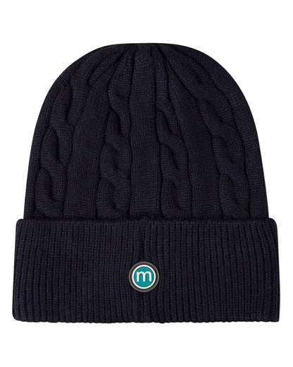 Kids "Cool Teddy" Rayon-Blend Cable-Knit Cuffed Embroidered Beanie