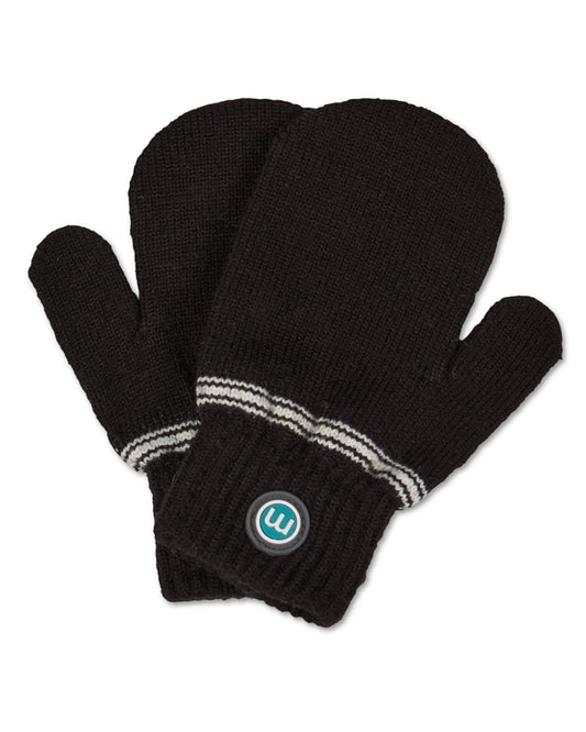 Kids' Knit in Bow Mittens : Color: Black