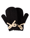 Little Girls "Sweet Knit Bow" Ribbed Rayon-Blend Mittens