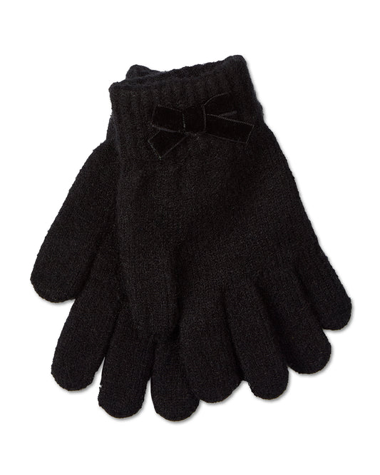 Bow Cuffed Gloves : Color: Black